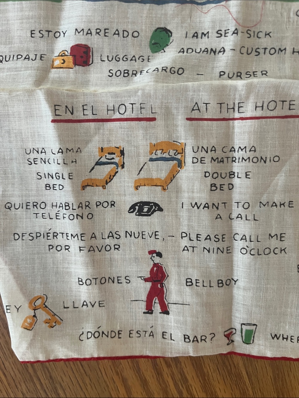 Vintage How to Speak Spanish 1940’s Silk Handkerchief by Franshaw 13” square - Picture 3 of 5